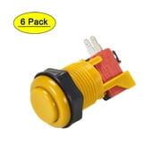 27mm Mounting Hole Momentary Game Push Button Switch with Micro switch for Arcade Video Games Yellow, 6pcs