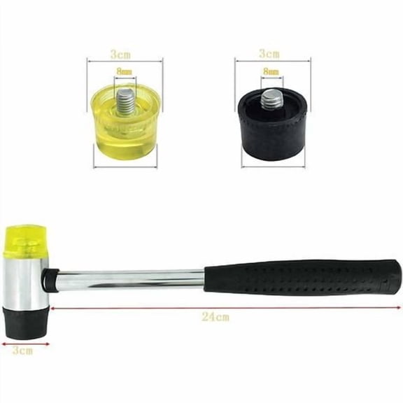27mm Rubber Hammer, Non-Slip Rubber Handle, Double-Sided Soft Mallet with for Leather, Jewelry and Home Improvement