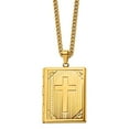 thumbnail image 1 of 27mm Stainless Steel Polished Yellow Ip Plated Religious Faith Cross Bible Locket Pendant a Curb Chain Necklace Locket N, 1 of 2