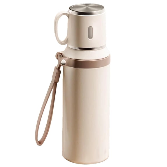 27oz Vacuum Flask Portable Coffee Cup with Lid Double Function Coffee Cup Outdoor Water Bottle for Camping Cycling Office Drinkware (White)