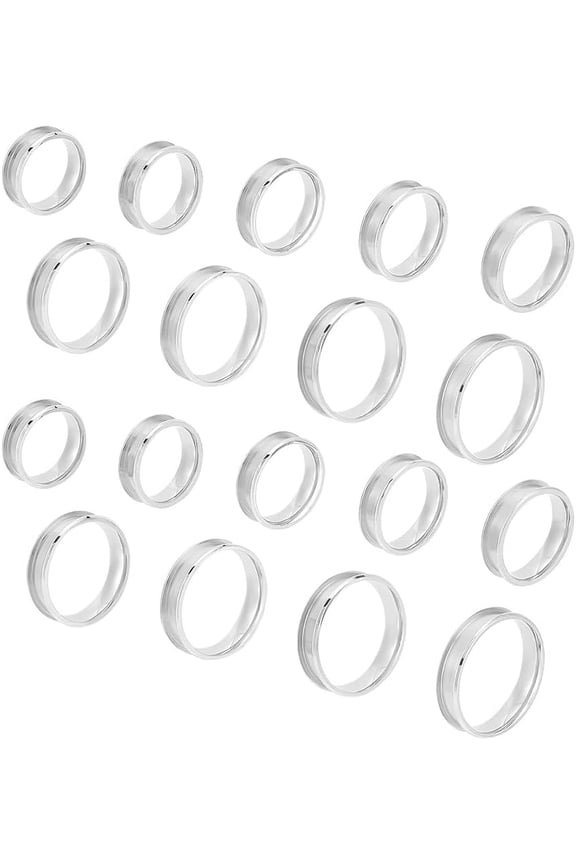 27pcs 9 Sizes Stainless Steel Blank Ring 6mm Wide Grooved Finger Rings Round Blank Core Ring DIY