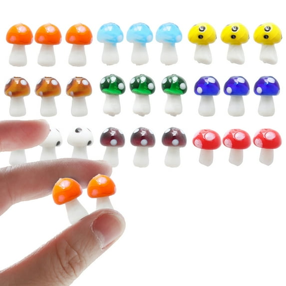 27pcs Fashion Mushroom Shaped Murano Lampwork Glass Beads for Jewelry Making