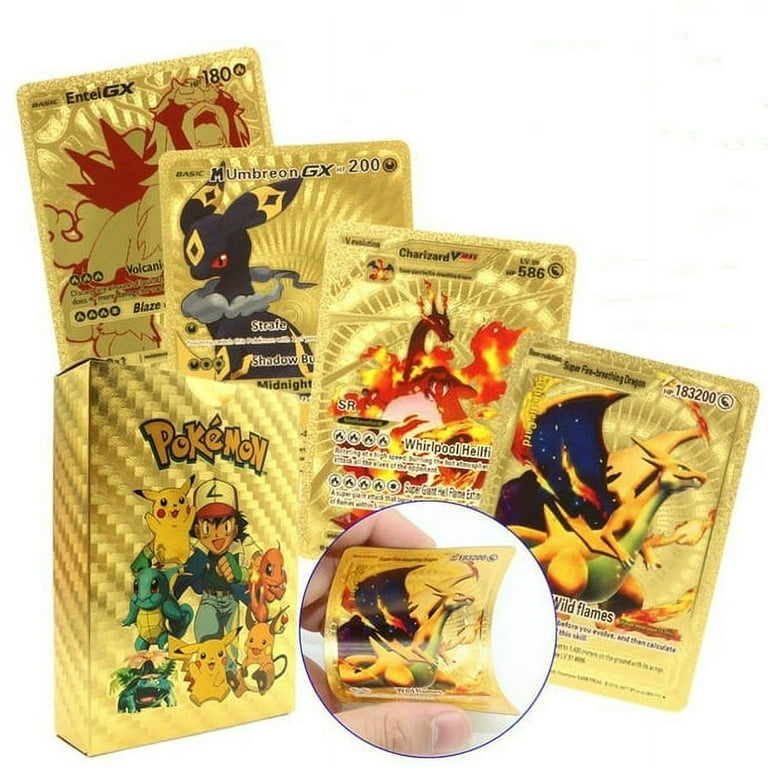 Pokemon Winged Dragon GX Shiny Gold Metal Game Collection Cards Kids Gift  Toy