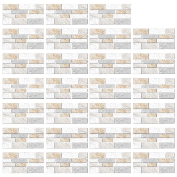 27pcs Imitation Marble Brick Tile Stickers DIY Adhesive Kitchen Floor Wall Sticker Bathroom Home Decoration 20x10cm