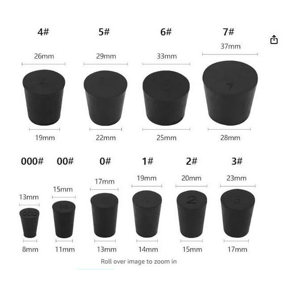 27pcs Lab Rubber Stoppers Tapered Lab Bungs Rubber Sealing Stoppers Rubber Plugs