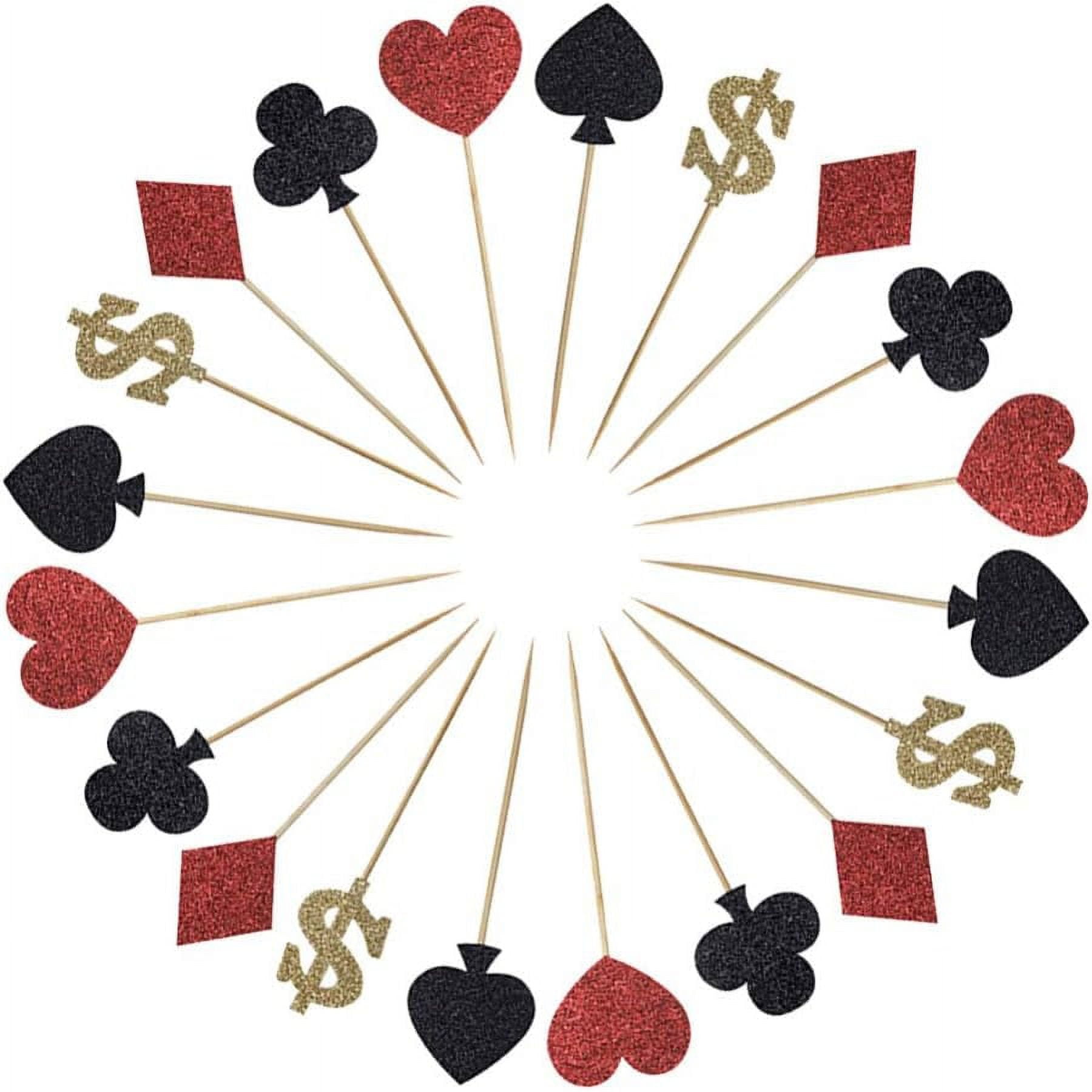 27pcs Las Vegas Poker Heart Cupcake Toppers | Birthday Party ...