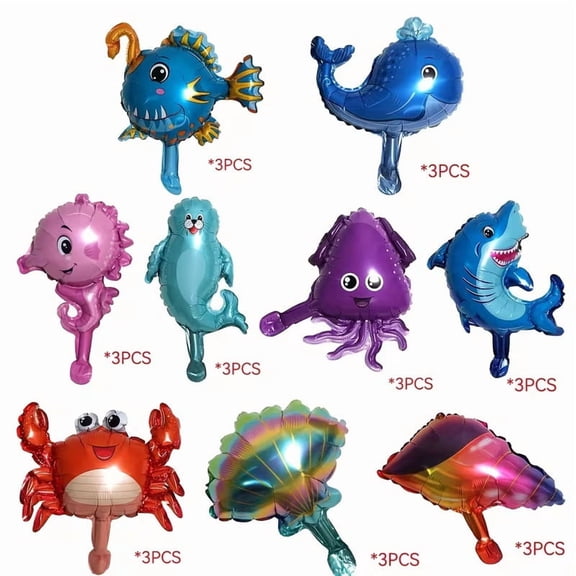 27pcs Ocean Animal Foil Balloons 16 Inch Sea Creature Party Decorations