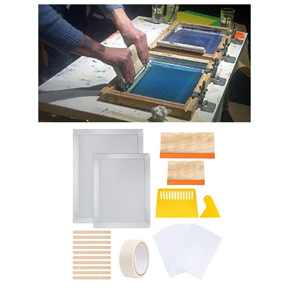 27pcs Screen Printing Starter , Screen Printing with 110 Mesh, Screen Printing Squeegees, Inkjet Film And Tape