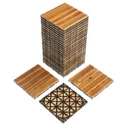 27pcs Wood Interlocking Deck Tiles 11.8"x11.8", Waterproof Flooring Tiles for Indoor and Outdoor, Patio Wood Flooring for Patio Porch Poolside Balcony Backyard, Stripe Pattern