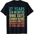 thumbnail image 1 of 27th Birthday 27 Years 324 Months Of Being Awesome Retro T-ShirtMen and women, Black T-shirt, size: Extra large, 1 of 4