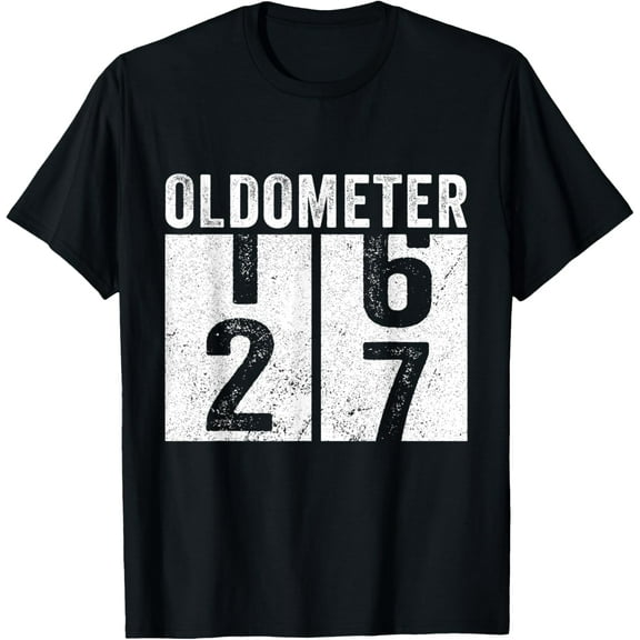 27th Birthday Gift Funny Oldometer 26-27 Shirts 27 Years Old T-ShirtMen and women, Black T-shirt, size: Extra large
