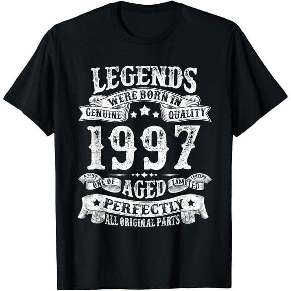 27th Birthday Tee Vintage Legends Born In 1997 27 Years Old T-Shirt mens t shirt，black，women，funny，misfits，men，journey