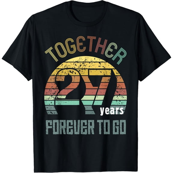 27th Years Wedding Anniversary Gifts For Couples Matching T-ShirtMen and women, Black T-shirt, size: Extra large S-4XL