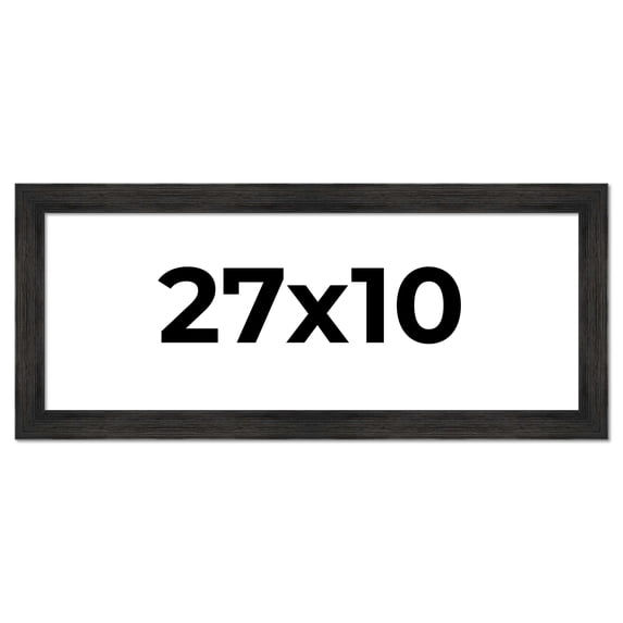 27x10 Frame Black Rustic Barnwood Solid Wood Picture Frame | 1.5 Inch Moulding Width | Includes UV