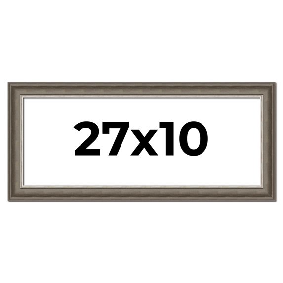27x10 Frame Brown Solid Wood Picture Frame | 1.75 Inch Moulding Width | Austin Frame Complete with