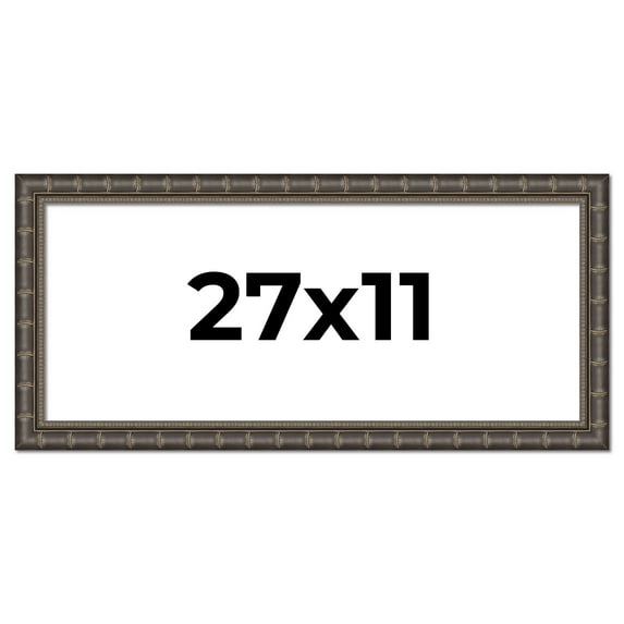 27x11 Frame Black Bamboo Solid Wood Picture Frame Width 1.5 Inches | Interior Frame Depth 0.5