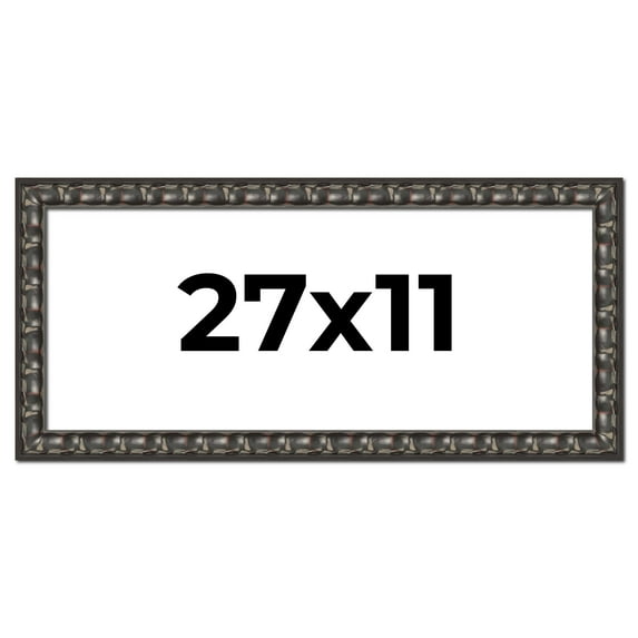 27x11 Frame Black-Brown Medieval Solid Wood Picture Frame | 1.5 Inch Moulding Width | Gotham