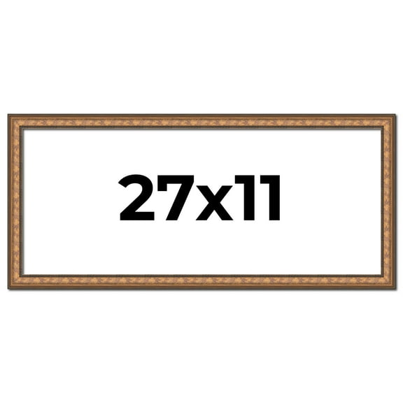 27x11 Frame Gold Real Wood Picture Frame Width 1.25 inches | Interior Frame Depth 0.5 inches |