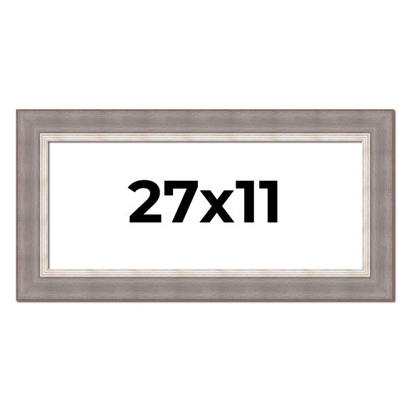 27x11 Frame Grey Real Wood Picture Frame Width 2.75 Inches | Interior Frame Depth 0.5 Inches |
