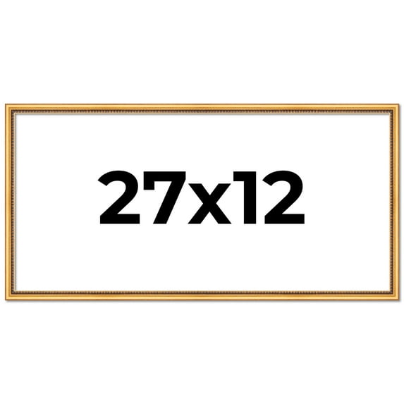 27x12 Frame Beaded Gold Solid Wood Picture Frame | 0.75 Inches Moulding Width | Liscio Oro