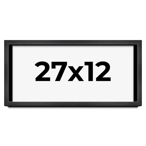 27x12 Frame Black Charcoal Grey Wood Textured Picture Frame | 0.75 Inch Moulding Width | Gunmetal