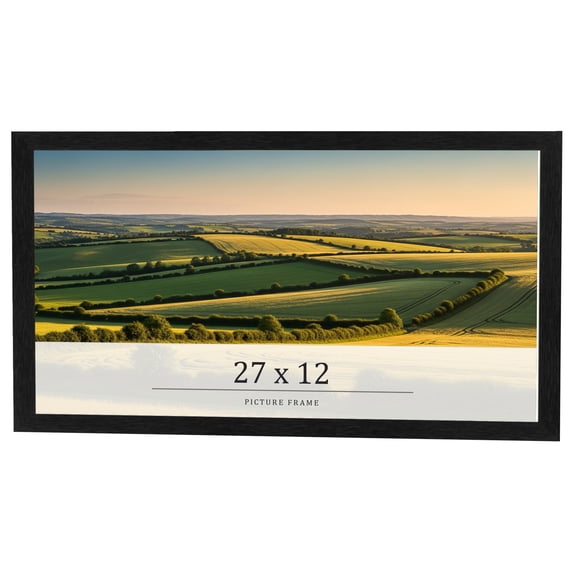 27x12 Frame Black Charcoal Grey Wood Textured Picture Frame | 0.75 Inch Moulding Width | Gunmetal