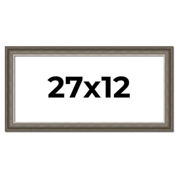 27x12 Frame Brown Solid Wood Picture Frame | 1.75 Inch Moulding Width | Austin Frame Complete with