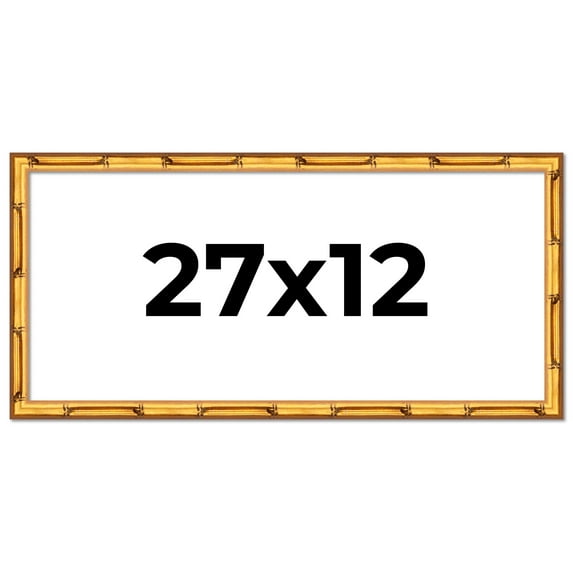 27x12 Frame Gold Bamboo Solid Wood Picture Frame | 1 Inch Moulding Width | Interior Frame Depth