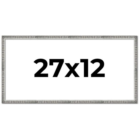 27x12 Frame Silver Grey Distressed Solid Wood Picture Frame | 0.75 Inch Moulding Width | Interior