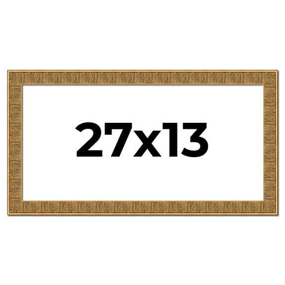 27x13 Frame Black and Gold Distressed Solid Wood Sonoma Picture Frame | 1.625 Inch Moulding Width |