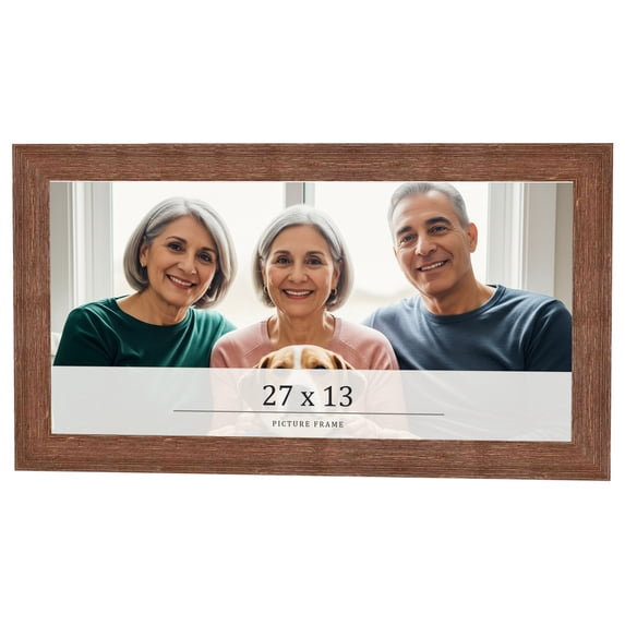 27x13 Frame Brown Farmhouse Solid Wood Picture Frame Width 1.5 Inches | Interior Frame Depth 0.5