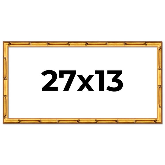 27x13 Frame Gold Bamboo Picture Frame - Complete Modern Photo Frame Includes UV Acrylic Shatter