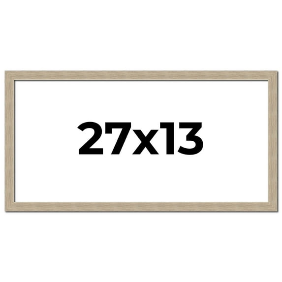 27x13 Frame Grey Solid Wood Picture Frame Width 1 Inches | Interior Frame Depth 0.5 Inches |