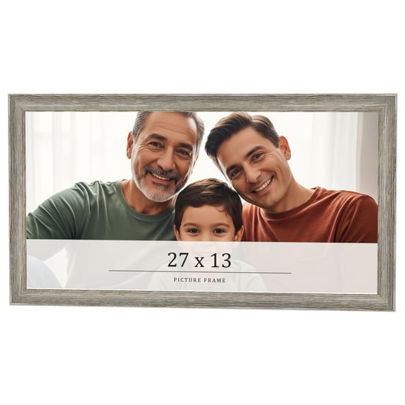 27x13 Frame Grey Solid Wood Picture Frame Width 1 Inches | Interior Frame Depth 0.5 Inches |