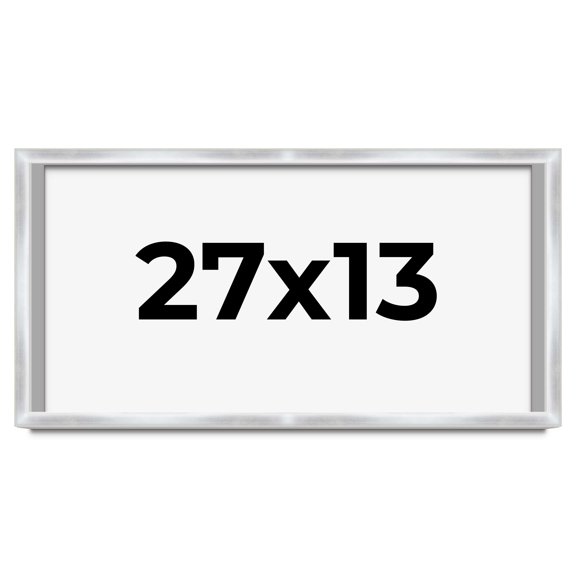 27x13 Frame Silver Whitewashed Wood Grain Solid Wood Shadow Box | 0.75 Inch Moulding Width | 0.75