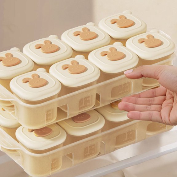 27x13x6cm Silicone Food Freezer Storage Tray with Airtight Lid, Multi-Grid Freezing Container for Homemade Purees Broth Household Kitchen Prep