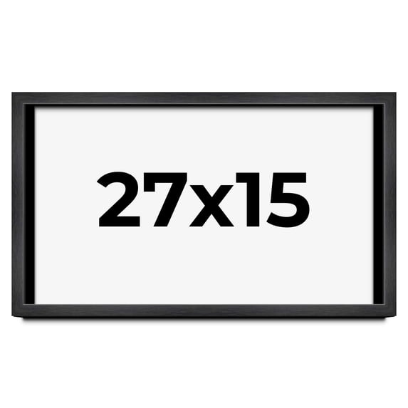 27x15 Frame Black Charcoal Grey Wood Textured Picture Frame | 0.75 Inch Moulding Width | Gunmetal