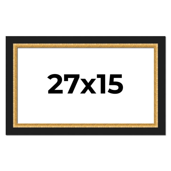 27x15 Frame Gold Real Wood Picture Frame Width 2.25 Inches | Interior Frame Depth 0.5 Inches |