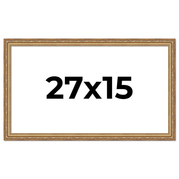 27x15 Frame Gold Solid Wood Picture Frame Width 1.25 Inches | Interior Frame Depth 0.375 Inches |