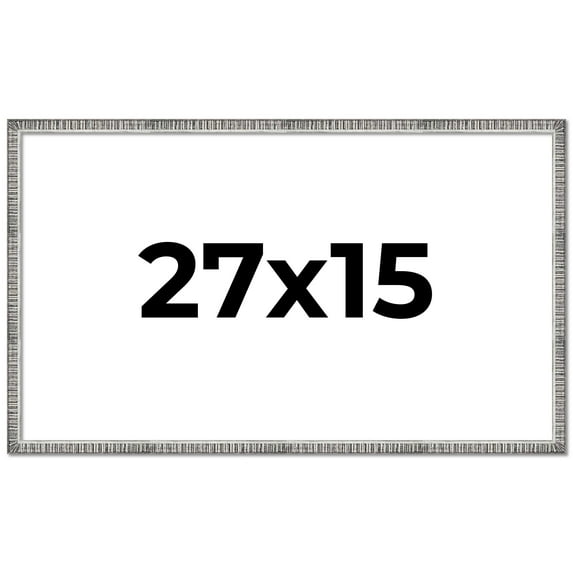 27x15 Frame Silver Grey Distressed Solid Wood Picture Frame | 0.75 Inch Moulding Width | Interior