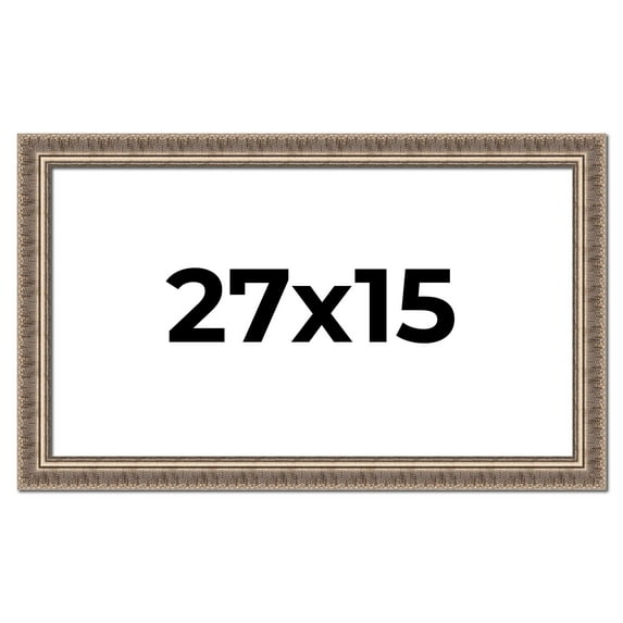 27x15 Frame Silver Harvest Ornate Solid Wood Picture Frame | 1.75 Inch Moulding Width |Mayflower