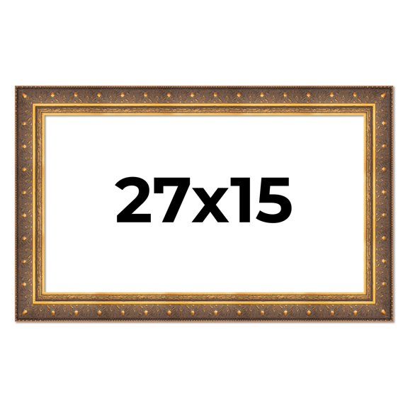 27x15 Frame Vintage Gold Solid Wood Picture Frame | 2.5 Inch Moulding Width | Ornate Bronze Museo