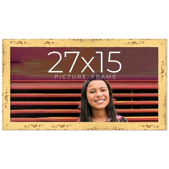 27x15 Frame Yellow Real Wood Picture Frame Width 1.25 inches | Interior Frame Depth 0.5 inches |