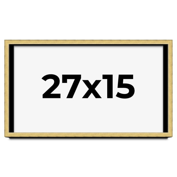 27x15 Shadow Box Frame Gold | 1.375 Inches Deep Real Wood Contemporary Shadowbox Display Frame | UV