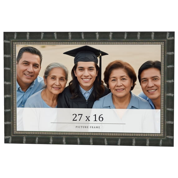 27x16 Frame Black Bamboo Solid Wood Picture Frame Width 1.5 Inches | Interior Frame Depth 0.5
