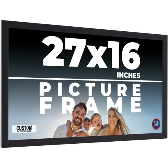 27x16 Frame Black Real Wood Picture Frame Width 0.75 inches | Interior Frame Depth 0.5 inches |