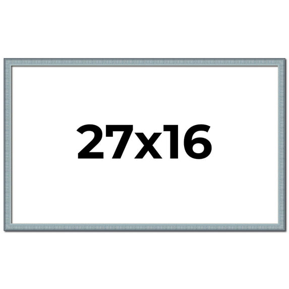27x16 Frame Blue Scuffed Farm Board Solid Wood Picture Frame Width 0.75 Inches | Interior Depth 0.5