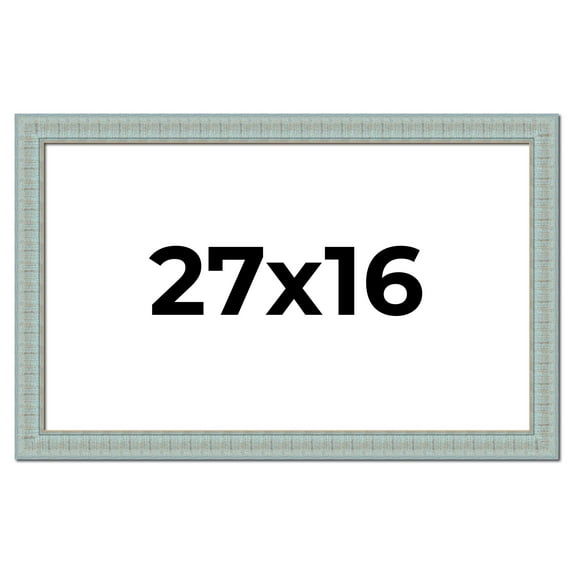 27x16 Frame Blue Teal Distressed Solid Wood Picture Frame | 1.625 Inch Moulding Width | Sonoma Blue