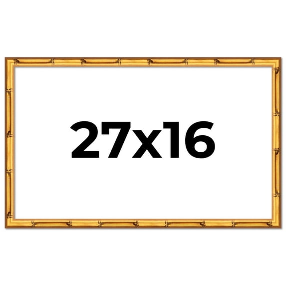 27x16 Frame Gold Bamboo Solid Wood Picture Frame | 1 Inch Moulding Width | Interior Frame Depth