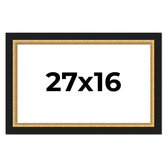 27x16 Frame Gold Real Wood Picture Frame Width 2.25 Inches | Interior Frame Depth 0.5 Inches |